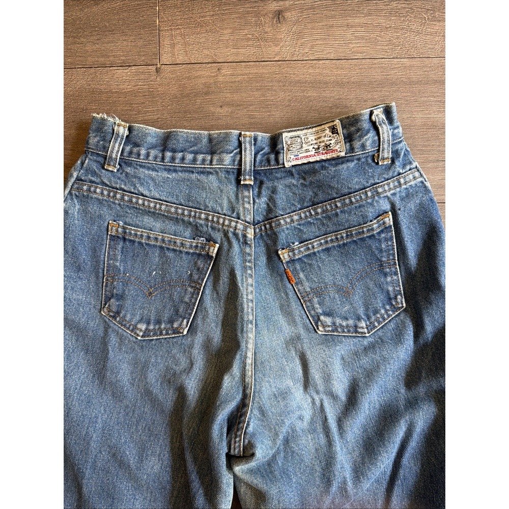 Vintage Levis Jeans Womens 28x32 Blue 80s California Straights Orange Tab Faded